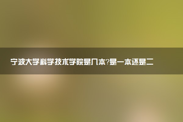 宁波大学科学技术学院是几本？是一本还是二本大学