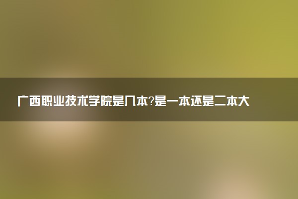 广西职业技术学院是几本？是一本还是二本大学