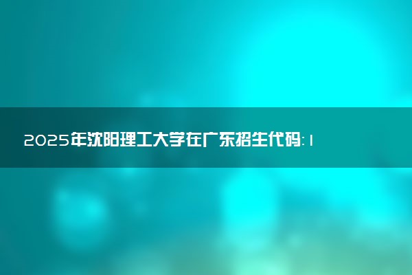 2025年沈阳理工大学在广东招生代码：10144 专业代码及报考指南