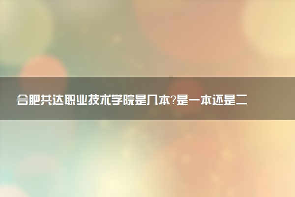 合肥共达职业技术学院是几本？是一本还是二本大学