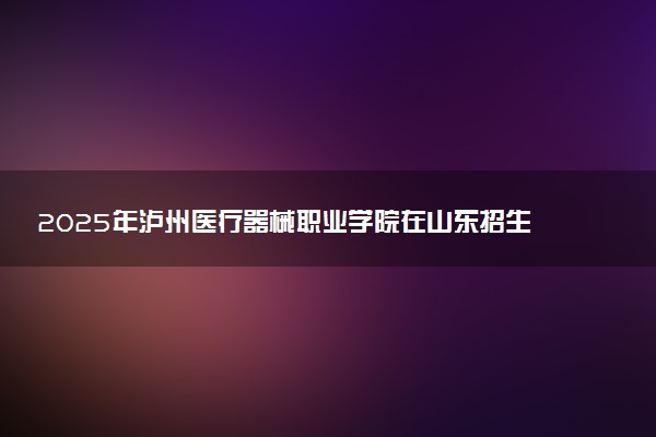 2025年泸州医疗器械职业学院在山东招生代码：E732 专业代码及报考指南