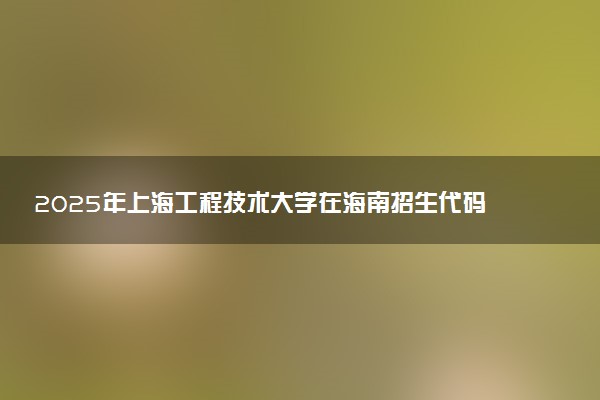2025年上海工程技术大学在海南招生代码：0726 专业代码及报考指南