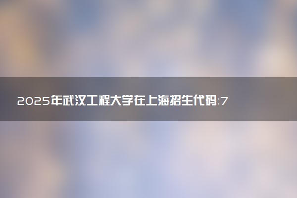 2025年武汉工程大学在上海招生代码：721 专业代码及报考指南