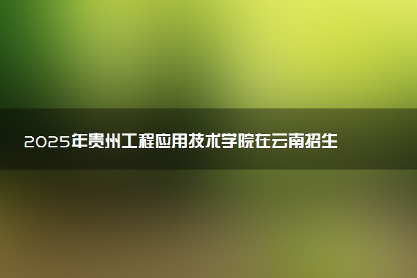 2025年贵州工程应用技术学院在云南招生代码：5208 专业代码及报考指南