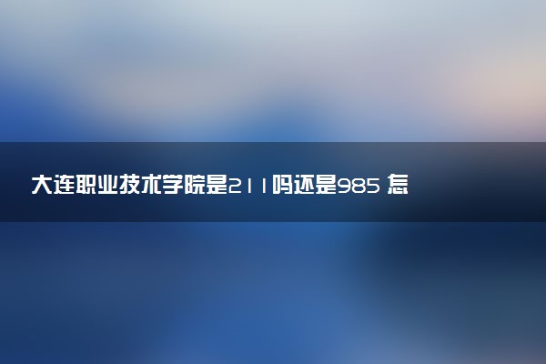 大连职业技术学院是211吗还是985 怎么样值得读吗及学长学姐评价