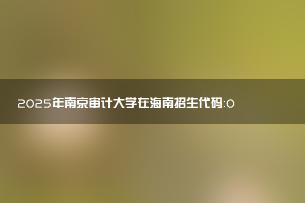 2025年南京审计大学在海南招生代码：0822 专业代码及报考指南