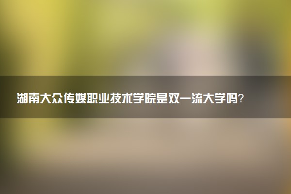 湖南大众传媒职业技术学院是双一流大学吗？一流学科有哪些及历年分数线位次