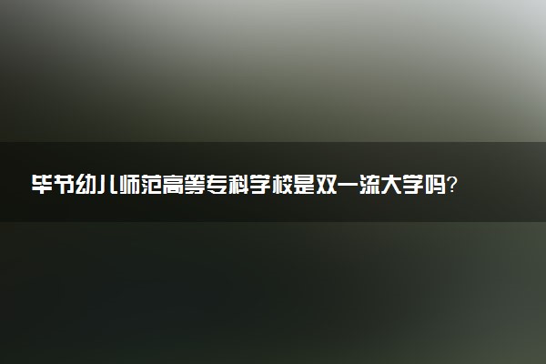 毕节幼儿师范高等专科学校是双一流大学吗？一流学科有哪些及历年分数线位次