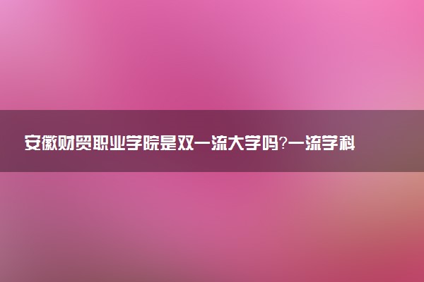 安徽财贸职业学院是双一流大学吗？一流学科有哪些及历年分数线位次
