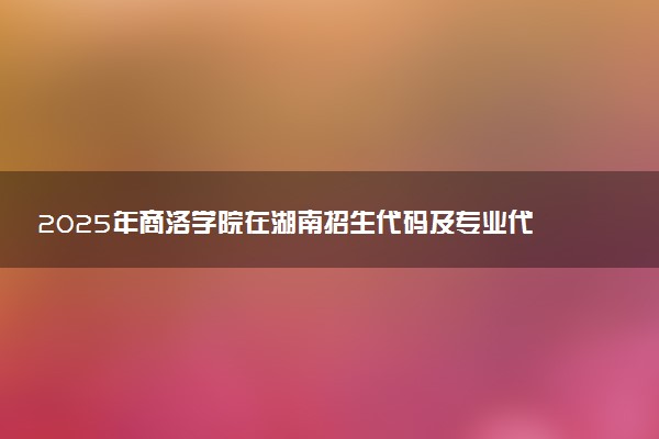 2025年商洛学院在湖南招生代码及专业代码 商洛学院湖南代码是多少？怎么查询？