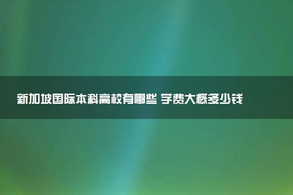 新加坡国际本科高校有哪些 学费大概多少钱