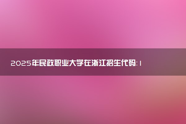 2025年民政职业大学在浙江招生代码：1307 专业代码及报考指南