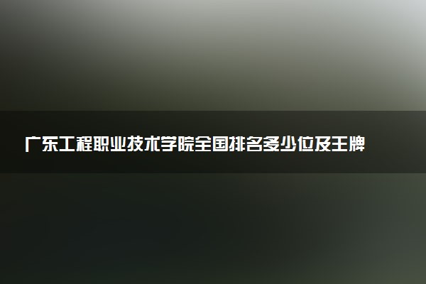 广东工程职业技术学院全国排名多少位及王牌专业有哪些？