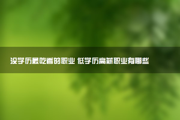 没学历最吃香的职业 低学历高薪职业有哪些