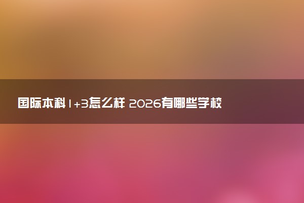 国际本科1+3怎么样 2026有哪些学校招生