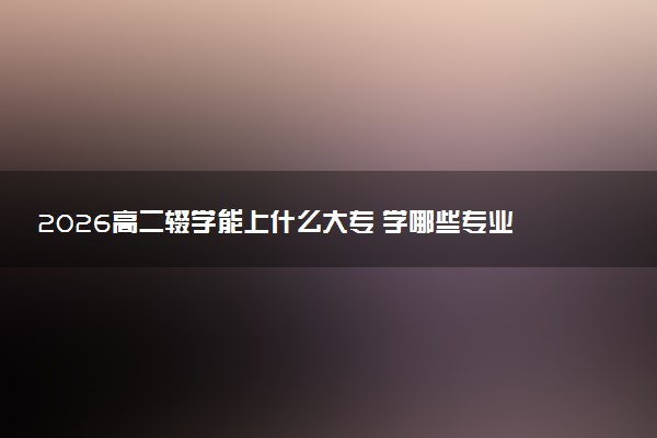 2026高二辍学能上什么大专 学哪些专业好就业