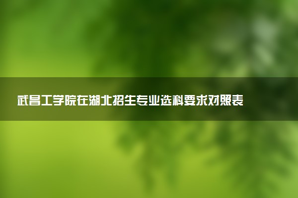 武昌工学院在湖北招生专业选科要求对照表 新高考各专业需要选考什么科目