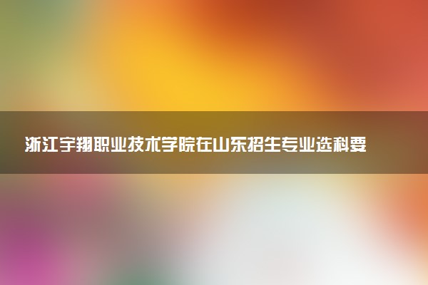 浙江宇翔职业技术学院在山东招生专业选科要求对照表 新高考各专业需要选考什么科目