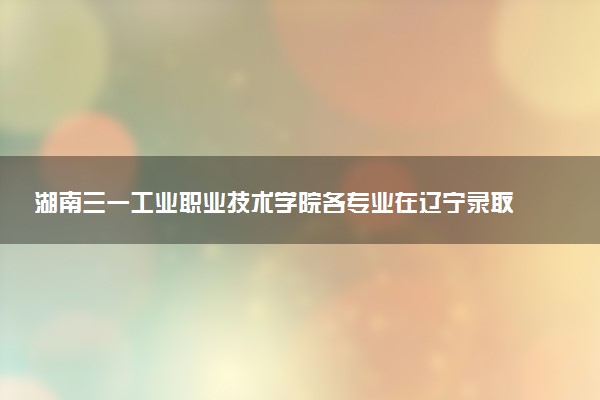 湖南三一工业职业技术学院各专业在辽宁录取分数线  2026辽宁考生多少分能上湖南三一工业职业技术学院