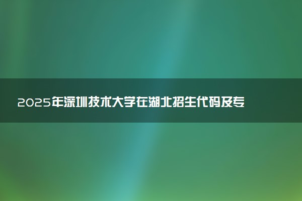 2025年深圳技术大学在湖北招生代码及专业代码 深圳技术大学湖北代码是多少？怎么查询？