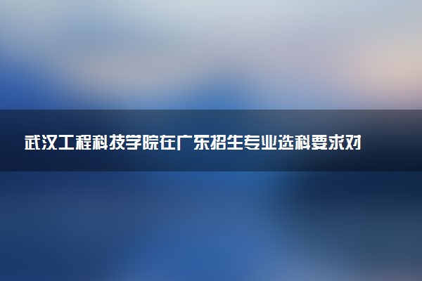 武汉工程科技学院在广东招生专业选科要求对照表 新高考各专业需要选考什么科目