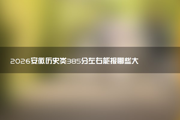 2026安徽历史类385分左右能报哪些大学 可以上院校及位次（公办、民办）